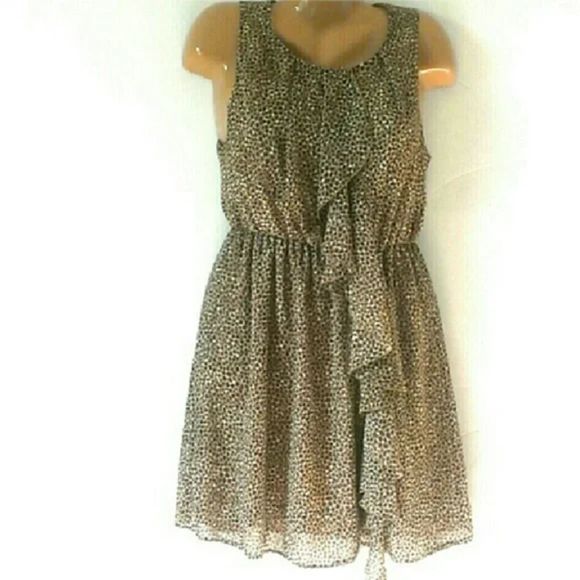 Y2K Feminine BOHO Chic Elegant Flirty Shear Animal Print Dress Lined Ruffled 8 - Picture 2 of 5